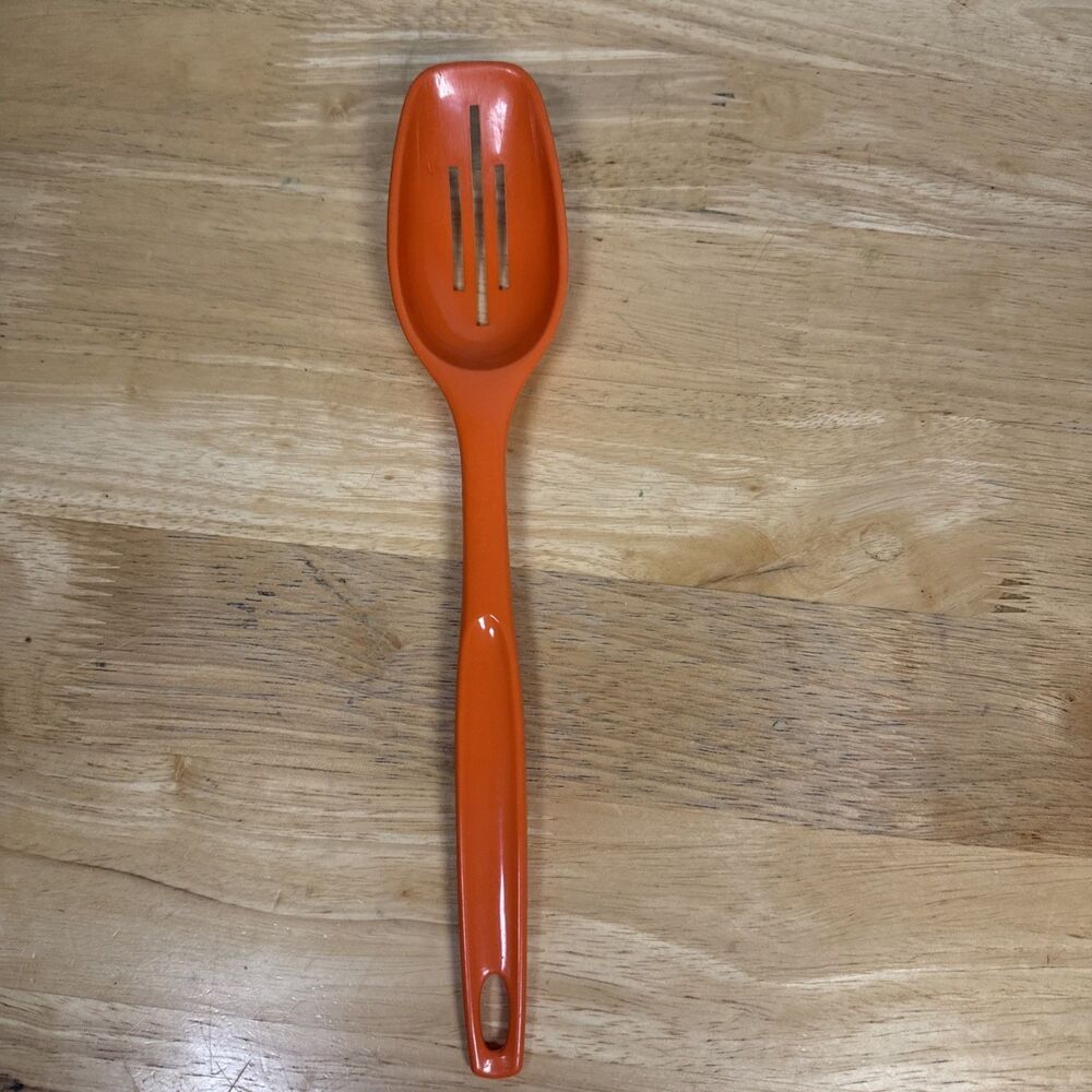 Vintage Nylon Slotted Spoon Heat Resistant Bright Orange Foley 11”